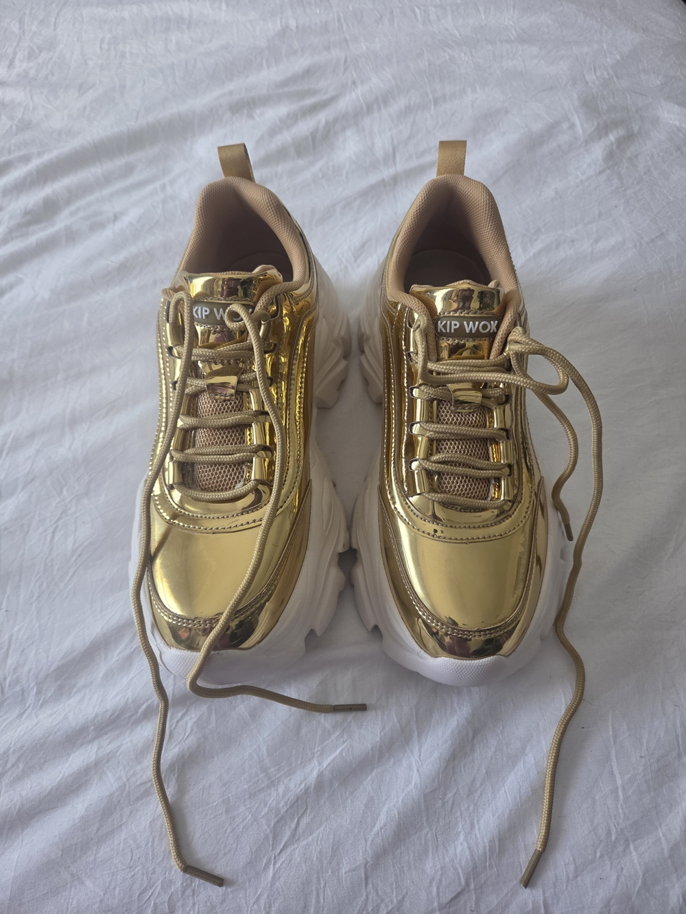 Women's Metallic Gold Platform Sneakers